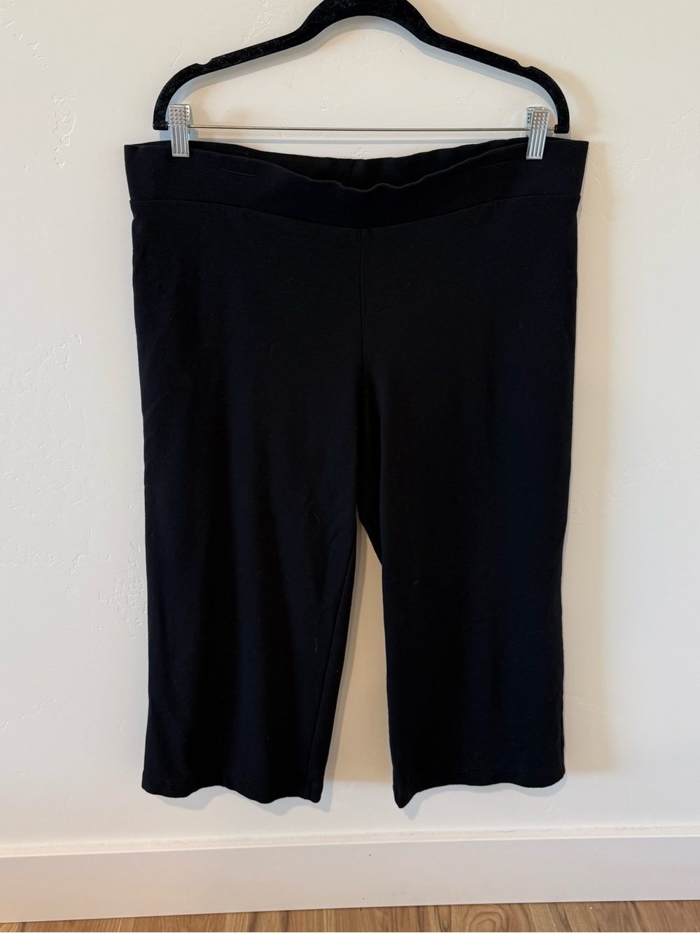 Purejill by J.Jill Black Cropped Wide Leg Pants Pima Cotton Womens Large Classic